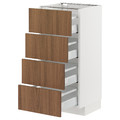 METOD/MAXIMERA Base cab 4 frnts/4 drawers, white/Tistorp brown walnut effect, 40x37 cm