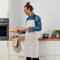 RÖDKNOT Apron, check pattern/grey-blue light beige, 70x92 cm