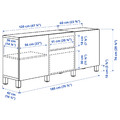 BESTÅ Storage combination with drawers, white Studsviken/Stubbarp/white poplar, 180x42x74 cm