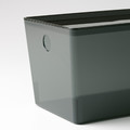 KUGGIS Box with lid, transparent black, 18x26x15 cm