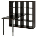 KALLAX / LAGKAPTEN Desk combination, black/black-brown, 147x159x147 cm