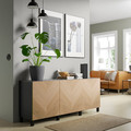 BESTÅ Storage combination with doors, black-brown, Hedeviken/Stubbarp oak veneer, 180x42x74 cm