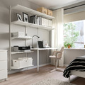 BOAXEL / LAGKAPTEN Shelving unit with table top, white, 187x62x201 cm