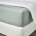 DVALA Fitted sheet, grey-green, 160x200 cm