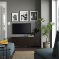 BESTÅ TV bench with doors, black-brown Hedeviken/Stubbarp/dark brown stained oak veneer, 120x42x48 cm