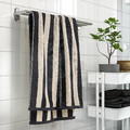 SLÅNHÖSTMAL Bath towel, black/light beige striped, 70x140 cm