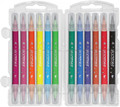 Flamingo Double Fibre-Tip Pens Fine & Brush 12 Colours