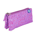 Pencil Case Oxford Floral, double, dark purple