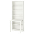 BILLY Bookcase with desk, white, 80x202 cm