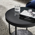 FRÖTORP Side table, anthracite marble effect/black glass, 48 cm