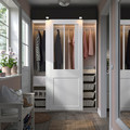 PAX / GRIMO Wardrobe with sliding doors, white/clear glass white, 150x66x201 cm