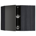 METOD Corner wall cabinet with carousel, black/Nickebo matt anthracite, 68x60 cm