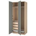 PAX / REINSVOLL Wardrobe combination, white stained oak effect, grey-green, 100x60x236 cm