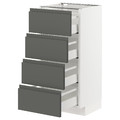 METOD/MAXIMERA Base cab 4 frnts/4 drawers, white/Voxtorp dark grey, 40x37x80 cm