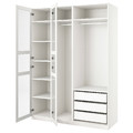 PAX / TYSSEDAL Wardrobe, white/white glass, 175x58x236 cm