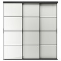 SKYTTA / HOKKSUND Sliding door combination, black/high-gloss light grey, 226x240 cm