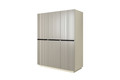 Wardrobe with Drawer Unit Nicole 150 cm, cashmere, black handles