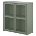 IVAR Cabinet with doors, grey-green mesh, 80x83 cm