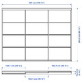 SKYTTA / SVARTISDAL Sliding door combination, aluminium/white paper, 301x205 cm