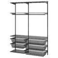 BOAXEL Wardrobe combination, anthracite/metal, 145x40x201 cm