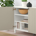 BESTÅ Storage combination with doors, white, Sutterviken/Kabbarp grey-beige, 120x42x74 cm