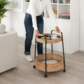 LUBBAN Trolley table with storage, rattan, anthracite