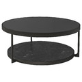 FRÖTORP Coffee table, anthracite marble effect/black glass, 88 cm