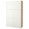 BESTÅ Storage combination with doors, white stained oak effect, Lappviken white, 120x40x192 cm