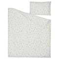 GULDVÄVARE Duvet cover 1 pillowcase for cot, white/floral pattern, 110x125/35x55 cm