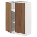 METOD Base cabinet with shelves/2 doors, white/Tistorp brown walnut effect, 60x37 cm