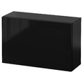 BESTÅ Wall-mounted cabinet combination, black-brown Glassvik/black smoked glass, 60x22x38 cm