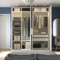 PAX / MISTUDDEN Wardrobe combination, white/grey patterned, 200x60x236 cm