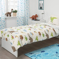 JÄTTELIK Duvet cover and pillowcase, Dinosaurs/white, 150x200/50x60 cm