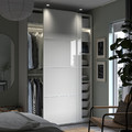 PAX / FÄRVIK Wardrobe combination, white/white glass, 150x66x236 cm