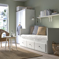 HEMNES Day-bed w 3 drawers/2 mattresses, white/Åfjäll medium firm, 80x200 cm