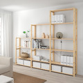 IVAR 3 sections/shelves, pine, 259x30x226 cm