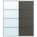 AULI / MEHAMN Pair of sliding doors, black mirror glass/double sided dark grey, 200x236 cm