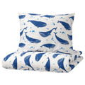 BLÅVINGAD Duvet cover and pillowcase, whale pattern blue/white, 150x200/50x60 cm