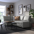 FRIHETEN Corner sofa-bed with storage, with extra back cushions/Faringe light grey