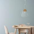 AKTERGAST Pendant lamp, glass/solid birch, 30 cm