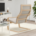 POÄNG Armchair, white stained oak veneer, Knisa black light beige