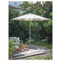 JOGGESÖ Parasol with base, light grey-beige/Huvön grey, 300 cm