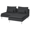 SÖDERHAMN 2-seat sofa with chaise longue, Fridtuna dark grey