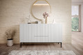 Cabinet with 2 Doors & 3 Drawers Nicole 150 cm, matt white/black legs