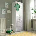 SMÅSTAD / PLATSA Wardrobe, white grey/with 4 drawers, 60x42x181 cm