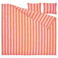 SLÅNHÖSTMAL Duvet cover and 2 pillowcases, orange/pink/striped, 200x200/50x60 cm