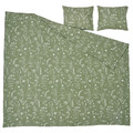 SLÅNGULDMAL Duvet cover and 2 pillowcases, green/floral pattern, 200x200/50x60 cm