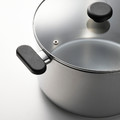 MIDDAGSMAT Pot with lid, clear glass/stainless steel, 10 l