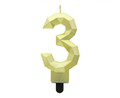 Birthday Candle 3 Diamond 7.6cm, gold