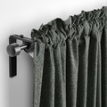 ROSENMANDEL Block-out curtains, 1 pair, dark green, 135x300 cm